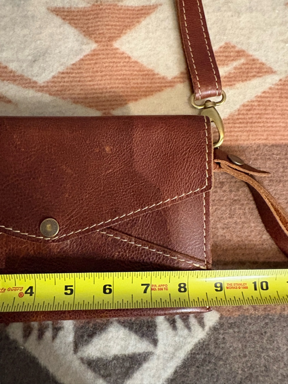 Portland Leather Two-Tone Brown Crossbody Wallet Bag - Picture 12 of 15